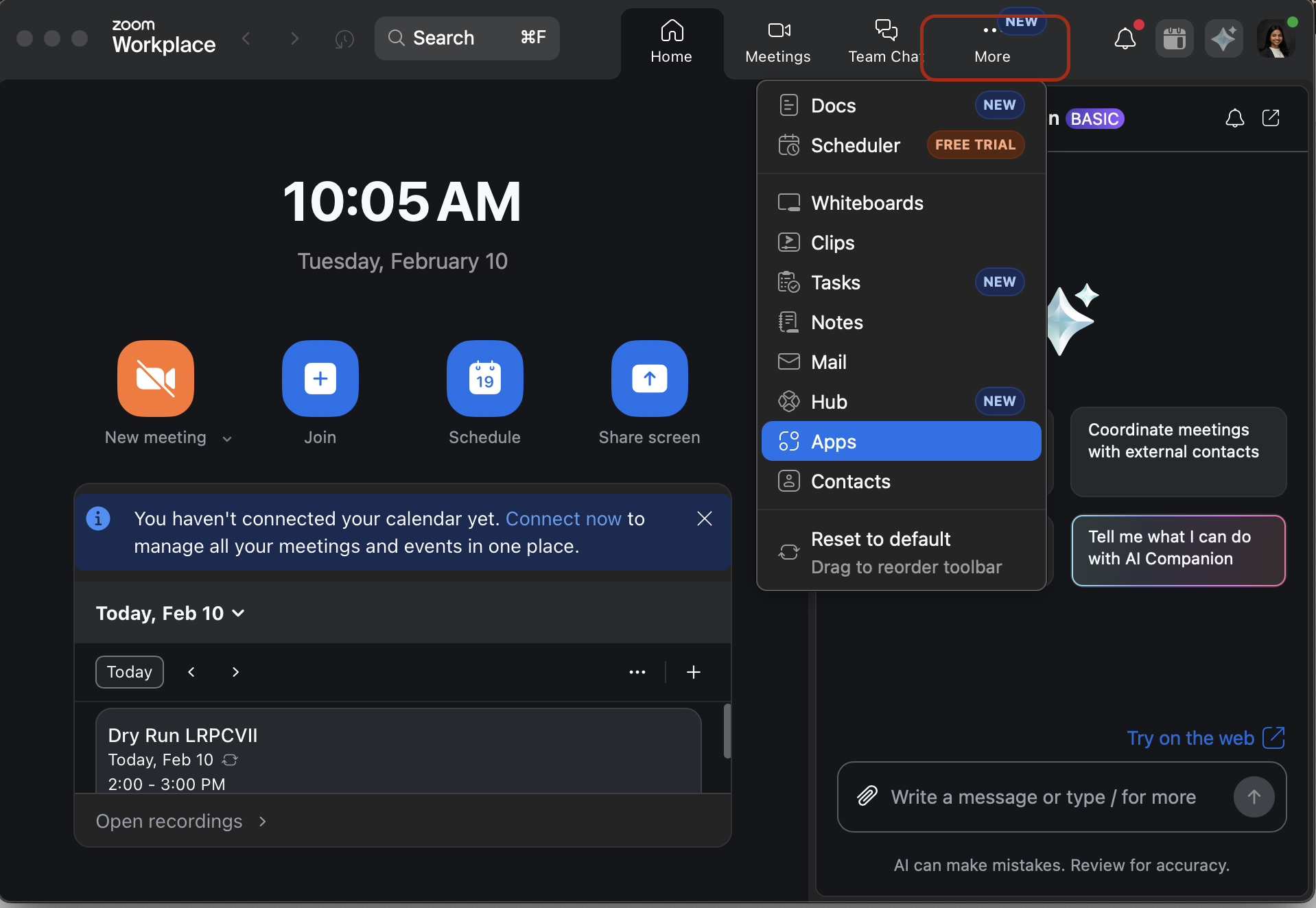 Open Apps in Zoom screenshot